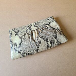 snake print pleated clutch purse